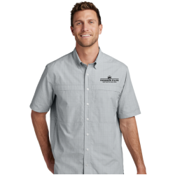 Port Authority Short Sleeve UV Daybreak Shirt (Silver/Gusty Grey Plaid)